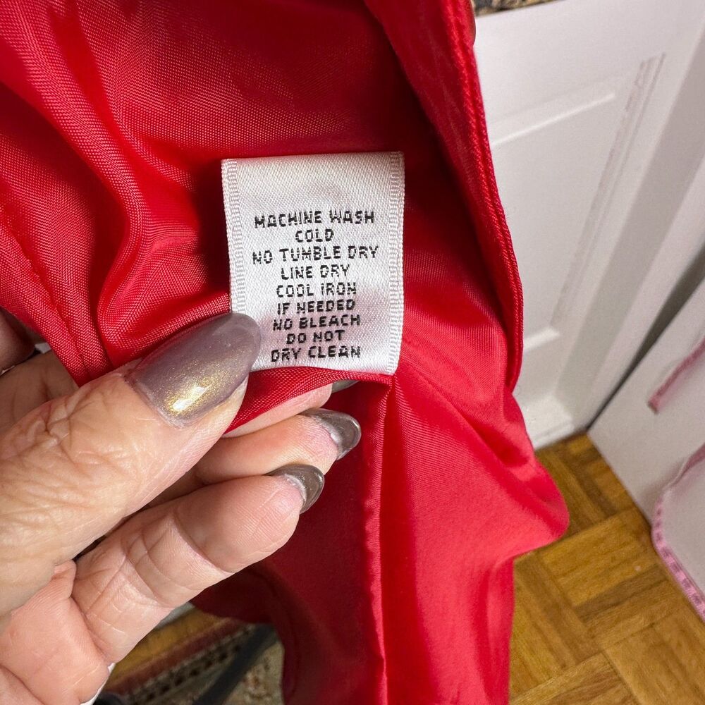 Talbots M Solid Red Belted Button Up Classic Mid … - image 6